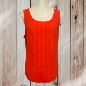 Ann Taylor Pleated Mixed Media Blouse